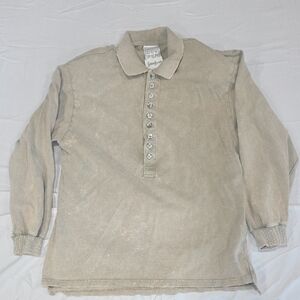 Neiman Marcus Beige Button-Up Sweatshirt